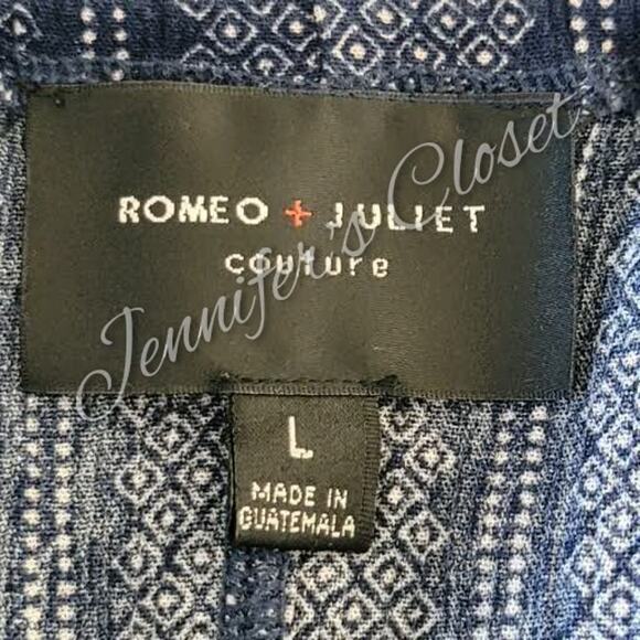 Romeo & Juliet Couture Blue Cold Shoulder Fringe Tassel Tie Boho Top Size L - Picture 10 of 13